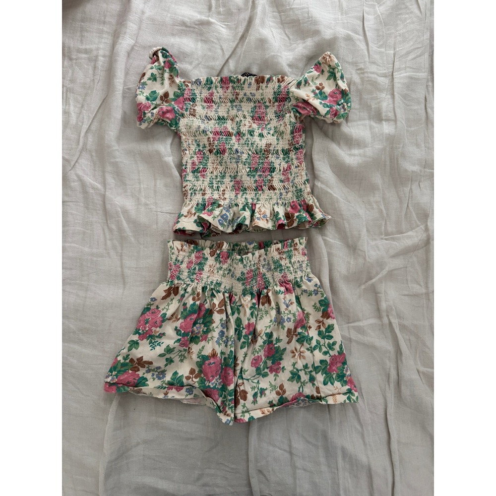 Polo Ralph Lauren Girls Floral Smocked Top and Skirt 2-Piece Set 6 Years Old